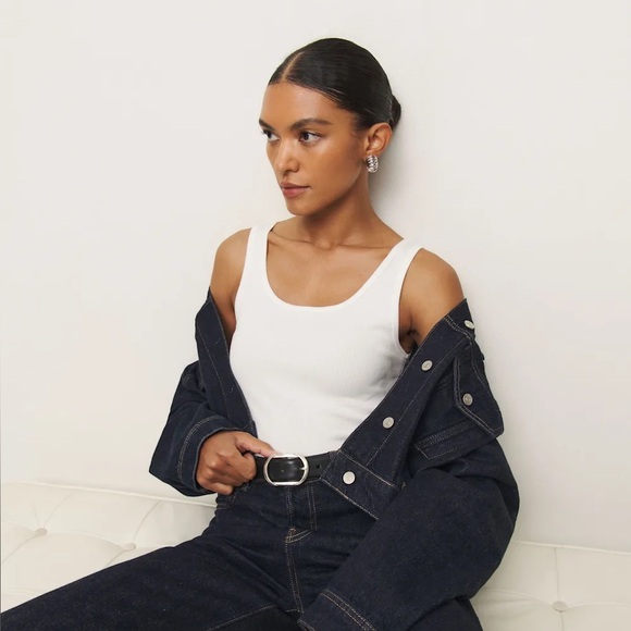 Reformation Ribbed Tank in White - Picture 2 of 4